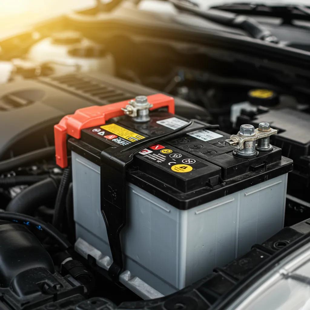 Car battery with clean terminals highlighting importance in vehicle maintenance