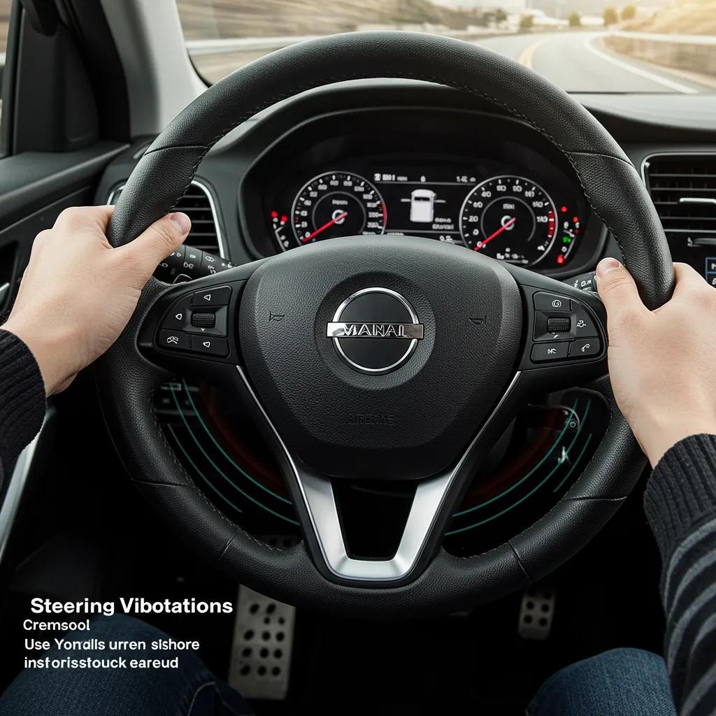 Car steering wheel showing signs of vibration, emphasizing vehicle safety and comfort