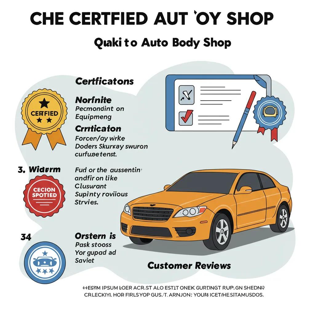 Checklist of qualities for a certified auto body shop, including certifications and modern equipment