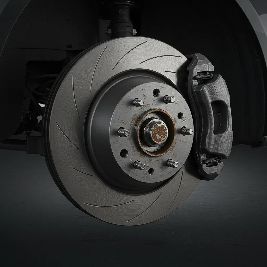Diagram of a car's braking system, illustrating brake pads, discs, and calipers to explain their roles