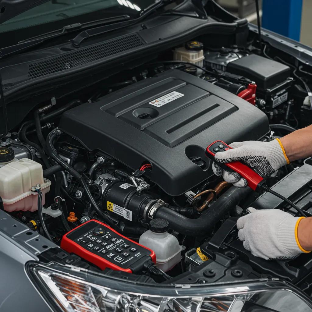 Mechanic inspecting a car AC system, highlighting the importance of refrigerant leak detection and repair