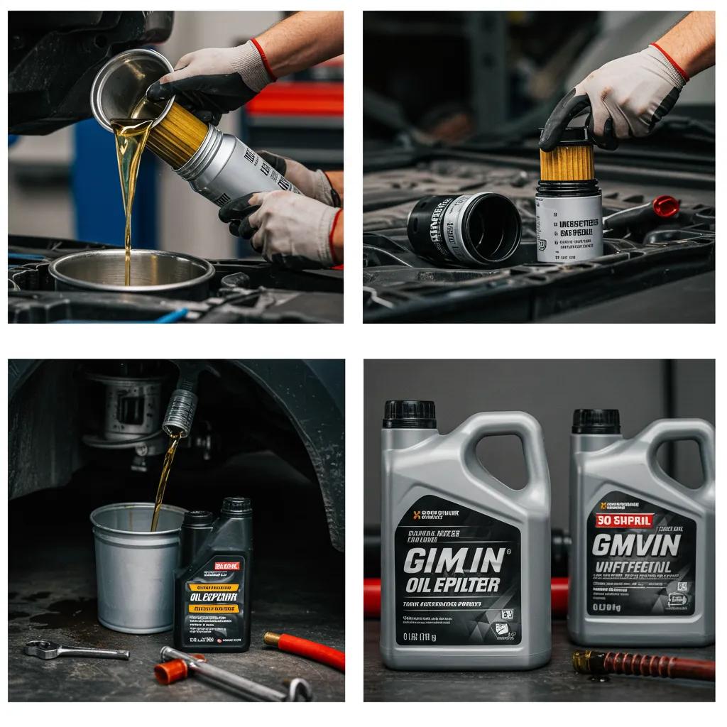 Visual representation of the four key steps involved in an oil change process