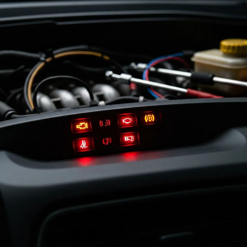 Car dashboard with illuminated check engine light indicating potential engine problems