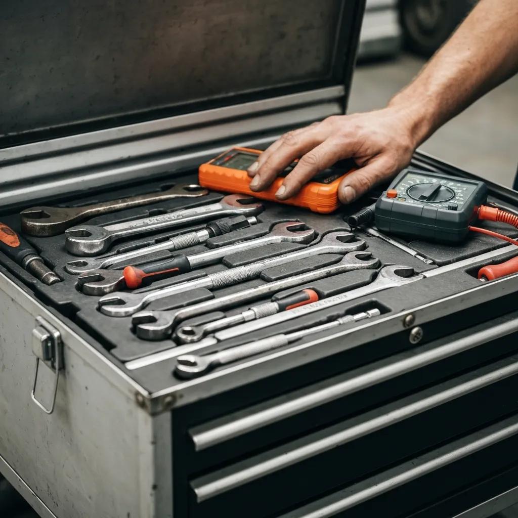 Mobile mechanic utilizing diagnostic tools on a vehicle, showcasing the efficiency of mobile diagnostics