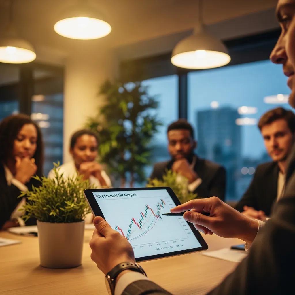 Executive presenting strategic investment priorities to a team