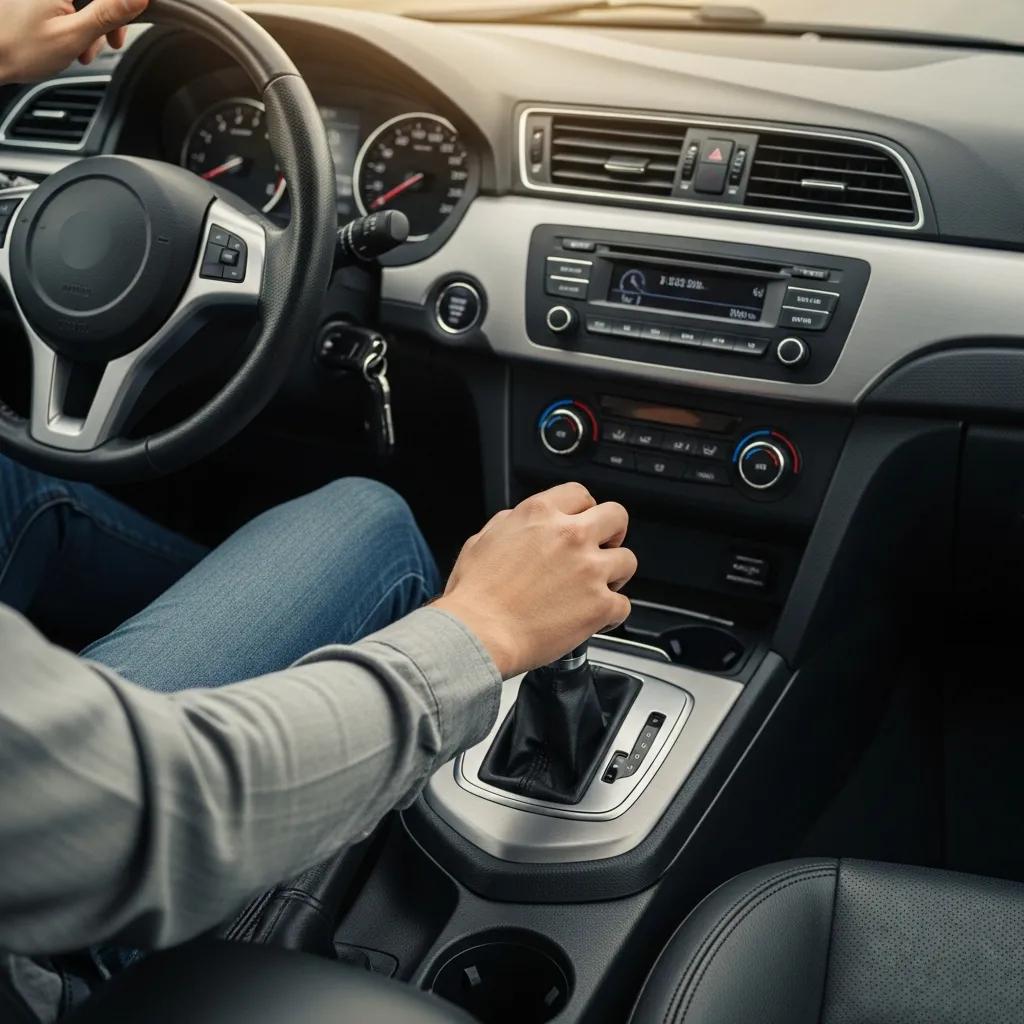 Driver demonstrating smooth gear shifts in a car to maintain clutch health