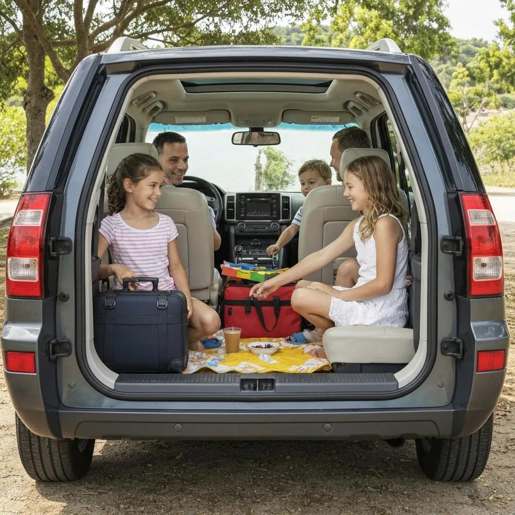 Family enjoying a day out with their spacious family SUV in a picturesque park setting