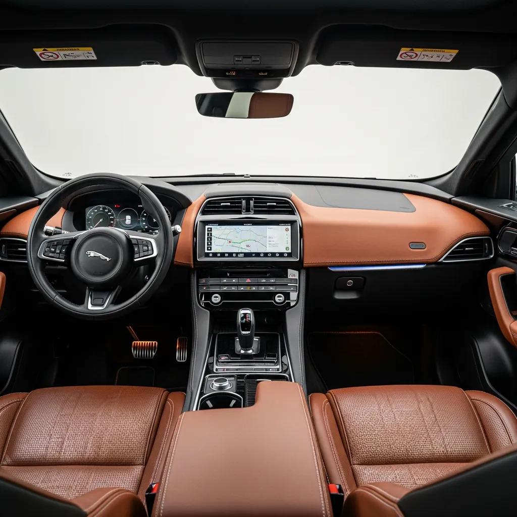 Interior of Jaguar F-Pace highlighting luxury features and technology