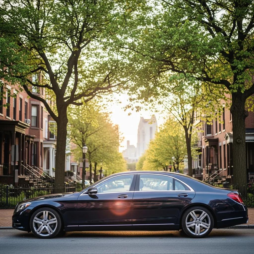 Luxury car in a scenic Columbus setting, representing car loan financing