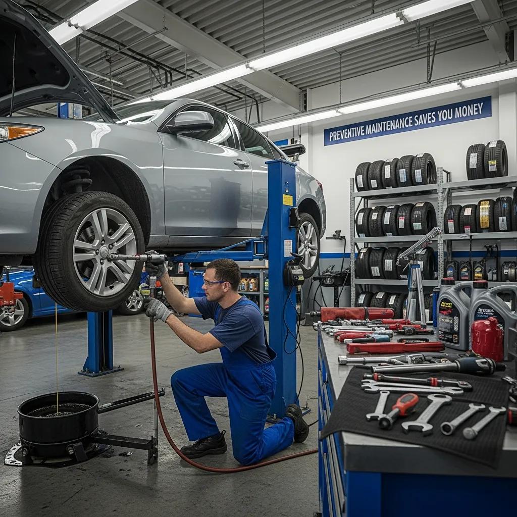 Technician performing routine preventive maintenance to help drivers avoid costly repairs later