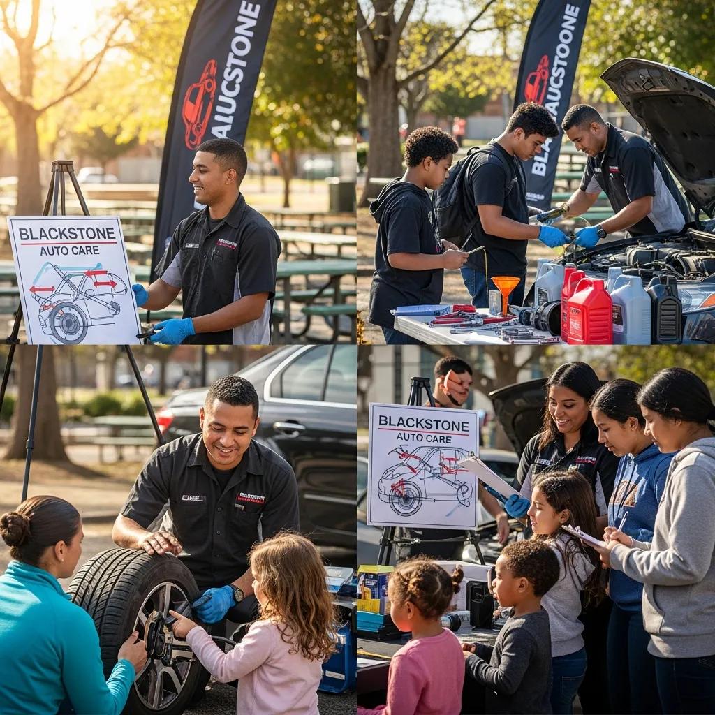 Blackstone team members at a local car-care event, teaching and supporting neighbors