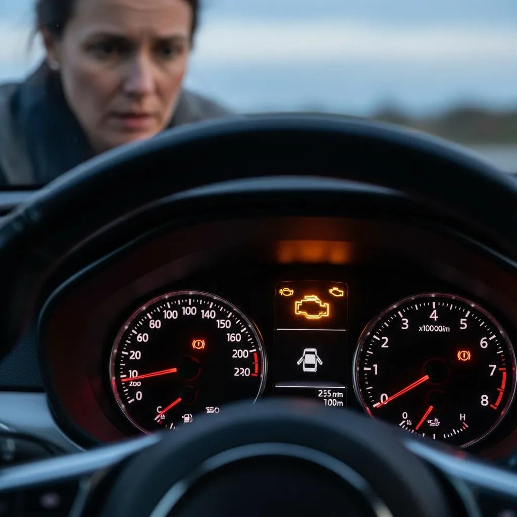 Car dashboard with oil change warning light on, highlighting the signs that indicate the need for an oil change