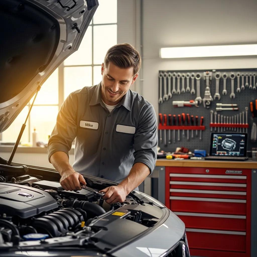 Mechanic working on a car in a garage, highlighting affordable auto care services